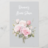 Rose Pink Floral Gray Bridal Shower Game BINGO (Achterkant)