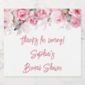 Rose Pink Flowers Floral Shower Favors Sparkling Wijnetiket (Enkel label)