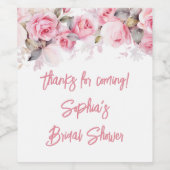Rose Pink Flowers Floral Shower Favors Wijn Etiket (Enkel label)