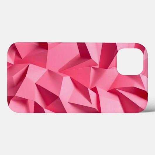 Rose Pink Geometric iPhone Case with 3D Texture (Achterkant (horizontaal))