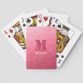 Rose pink geometric mesh pattern Monogram Pokerkaarten (Achterkant)