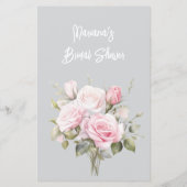 Rose Pink Gray Bridal Shower Word Scramble Game (Achterkant)