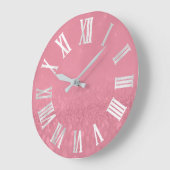 Rose Pink Gray Silver Glitter Metal Roman Numers Grote Klok (Hoek)