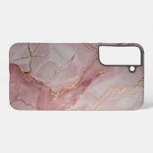 Rose Pink Marble with Gold Veins – Elegant Samsung Galaxy Hoesje (Achterkant horizontaal)