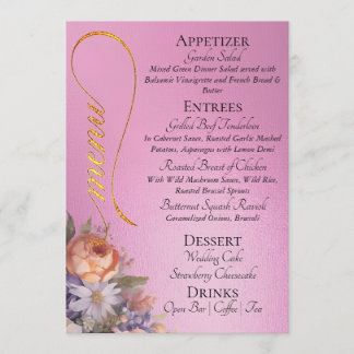 Rose Pink - Monogram, Wildflowers & Thank You  Menu