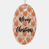 rose pink orange floral pattern wedding spring keramisch ornament (Rechts)