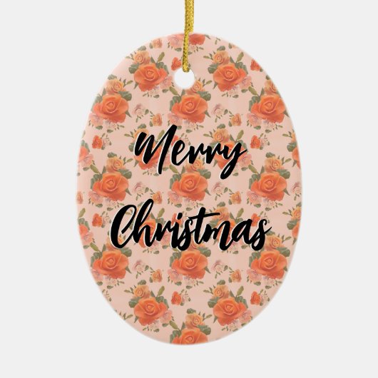rose pink orange floral pattern wedding spring keramisch ornament (Voorkant)