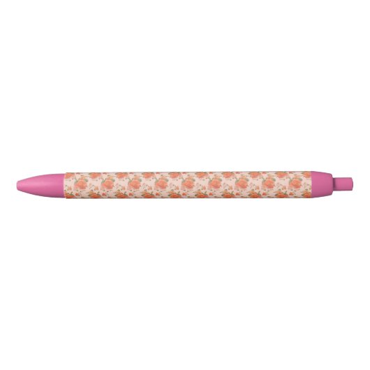 rose pink orange floral pattern wedding spring zwarte inkt pen (Voorkant)