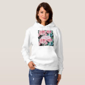 Rose Pink Roses floral Follow Your Joy Pattern Hoodie (Voorkant volledig)