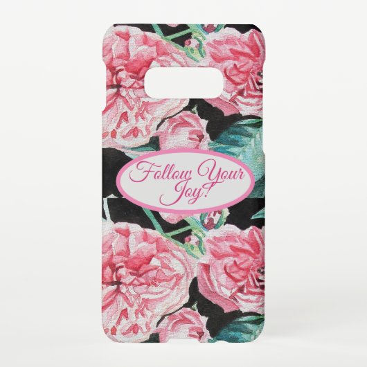 Rose Pink Roses floral Follow Your Joy Pattern Samsung Galaxy Hoesje (Achterkant)