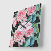 Rose Pink Roses floral Follow Your Joy Pattern Vierkante Klok (Hoek)