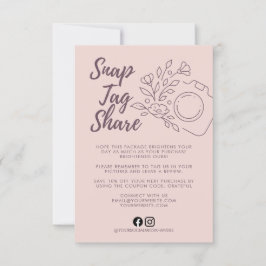 Rose Pink Snap Tag Share  Business Thank You Card Bedankkaart