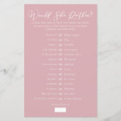 Rose Pink Would She Rather Bridal Shower Game (Voorkant)