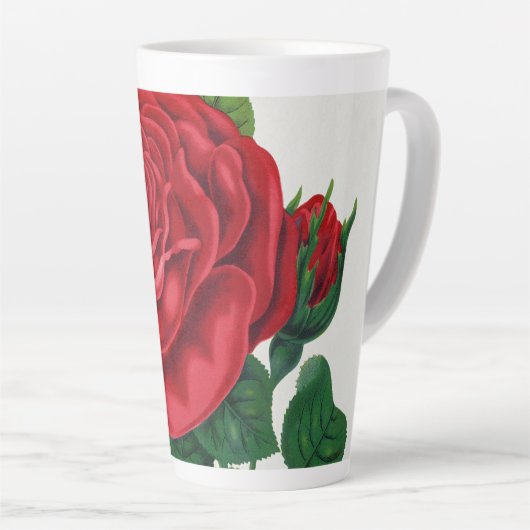 Rose Print Rochester Lithographing and Printing Co Latte Mok (Rechterhoek)