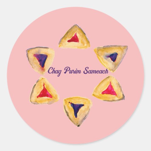 Rosé Purim Hamantaschen Ronde Sticker (Voorkant)