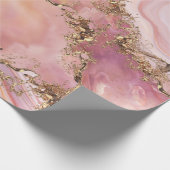 Rose quartz and pastel pink marble cadeaupapier (Hoek)