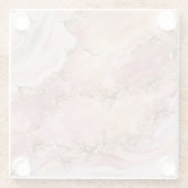 Rose quartz and pastel pink marble glazen onderzetter (Achterkant)