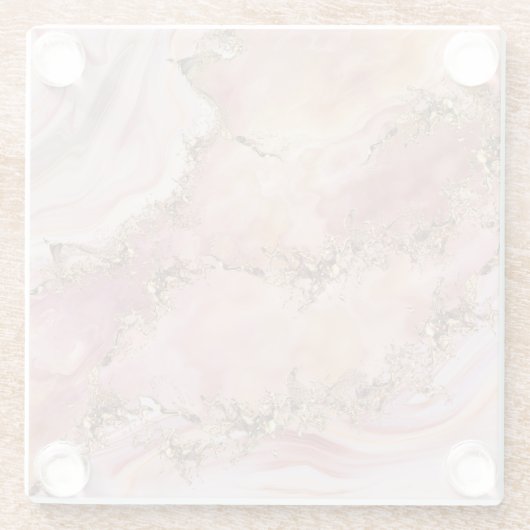 Rose quartz and pastel pink marble glazen onderzetter (Achterkant)