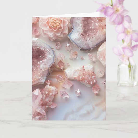 Rose Quartz Crystal | Love Stone Pink  Photo Card Kaart (Orchidee)