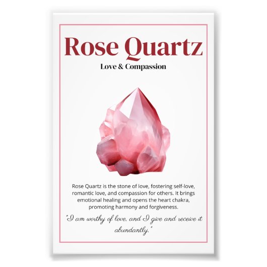 Rose Quartz Crystal meaning poster (Voorkant)