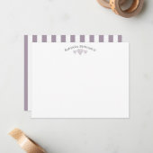 Rose Quartz Elegant Wavy Hearts Striped Note Card Notitiekaartje (Voorkant / Achterkant in situ)