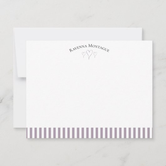 Rose Quartz Modern Open Hearts Striped Note Card Notitiekaartje (Voorkant)