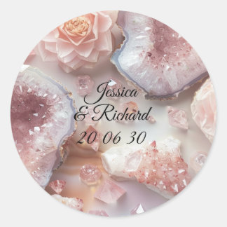 Rose Quartz Romance Wedding Personalized Sticker