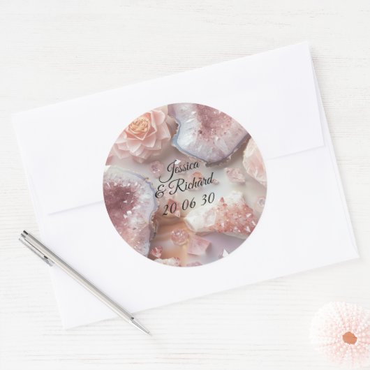 Rose Quartz Romance Wedding Personalized Sticker (Envelop)