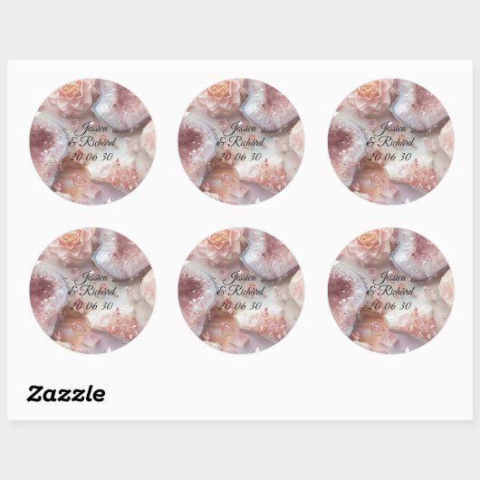 Rose Quartz Romance Wedding Personalized Sticker (Vel)