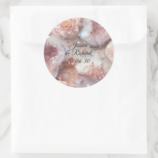Rose Quartz Romance Wedding Personalized Sticker (Tas)