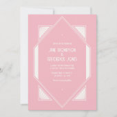Rose Quartz & Soft Ivory Art Deco Wedding Photo Kaart (Voorkant)