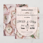 Rose Ranniculus Wedding Invitation for you  Feestdagenkaart (Voorkant / Achterkant)