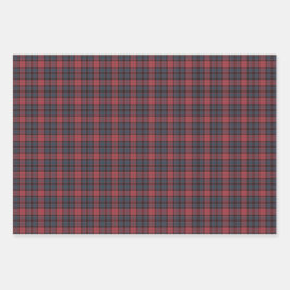 Rose Red Blue Black Plaid Tartan Inpakpapier Vel