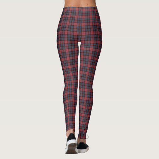 Rose Red Blue Black Plaid Tartan Leggings (Achterkant)