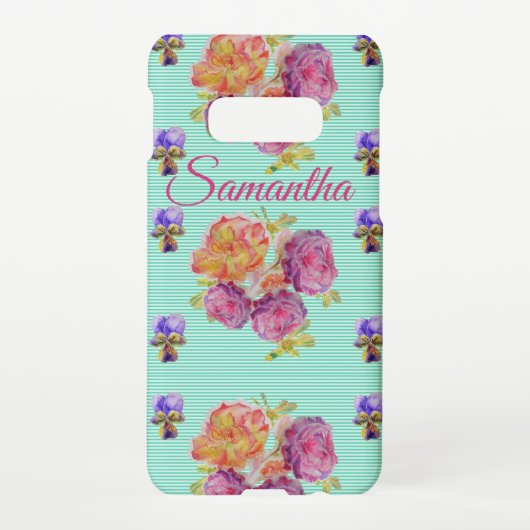Rose Red Pink Cabbage Vintage Roses Girls Name Samsung Galaxy Hoesje (Achterkant)