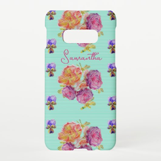 Rose Red Pink Cabbage Vintage Roses Girls Name Samsung Galaxy Hoesje (Achterkant)