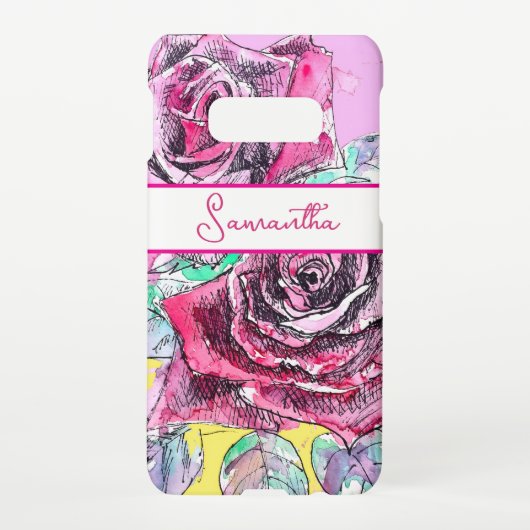 Rose Red Pink Cabbage Vintage Roses Girls Name Samsung Galaxy Hoesje (Achterkant)