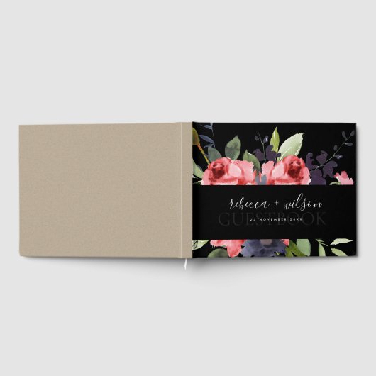 ROSE ROSE BLACK EUCALYPTUS FLORA WATERVERF WEDING GASTENBOEK (Volledig)