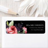 ROSE ROSE ZWARTE EUCALYPTUS FLORA WATERVERF ADRES ETIKET (Insitu)