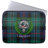 Rose Scottish Clan Tartan and Crest Laptop Sleeve (Voorkant)