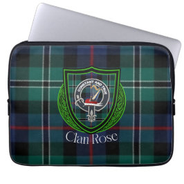 Rose Scottish Clan Tartan and Crest Laptop Sleeve