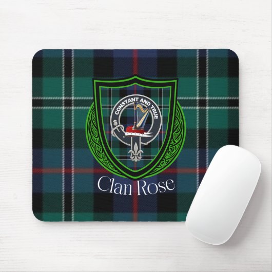 Rose Scottish Clan Tartan and Crest  Muismat (Met muis)