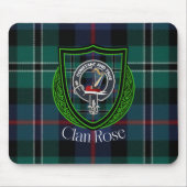 Rose Scottish Clan Tartan and Crest  Muismat (Voorkant)