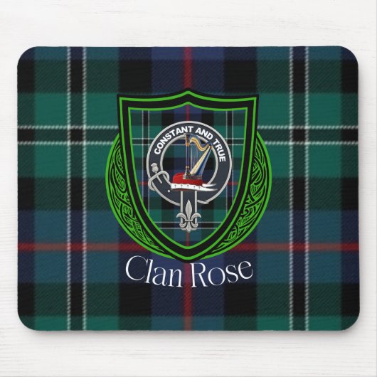 Rose Scottish Clan Tartan and Crest Muismat (Voorkant)
