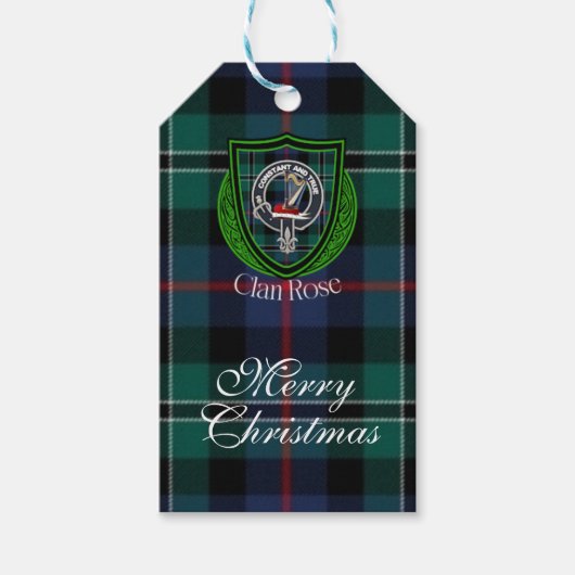 Rose Scottish Clan Tartan & Crest Cadeaulabel (Voorkant)