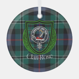 Rose Scottish Clan Tartan & Crest Glas Ornament
