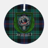 Rose Scottish Clan Tartan & Crest Glas Ornament (Achterkant)