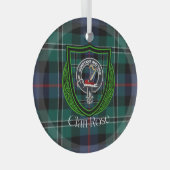 Rose Scottish Clan Tartan & Crest Glas Ornament (Voorkant Rechts)