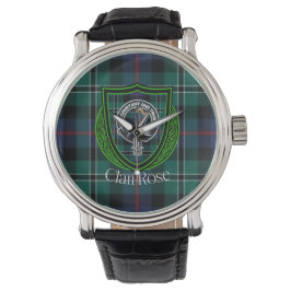 Rose Scottish Clan Tartan & Crest Horloge