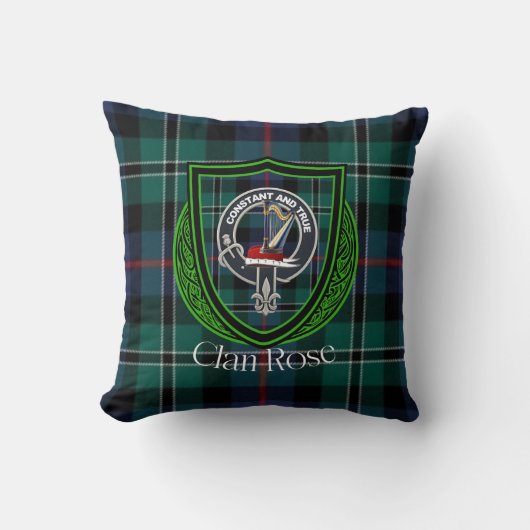 Rose Scottish Clan Tartan & Crest Kussen (Voorkant)